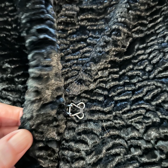 WENDY HIL LUCY’S Black Rivet Faux‎ Fur Jacket USA Ribbon Tie 6 - Picture 5 of 10